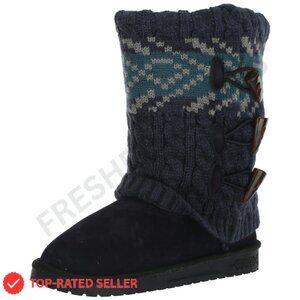 Cozy Sweater Knit Mid-Calf Boots Faux Fur Lined Flat Round Toe Fashion